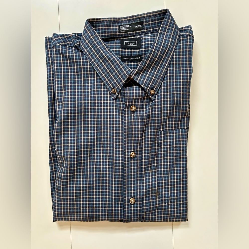 HAGGAR WRINKLE RESISTANT LONG SLEEVE DRESS SHIRT XXL